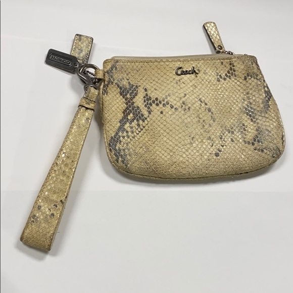 Coach Python Snakeskin Embossed Large Zip Wristlet - Picture 1 of 5